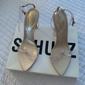 Schutz Shoes Size 8 1/2 clear and gold- Brand New